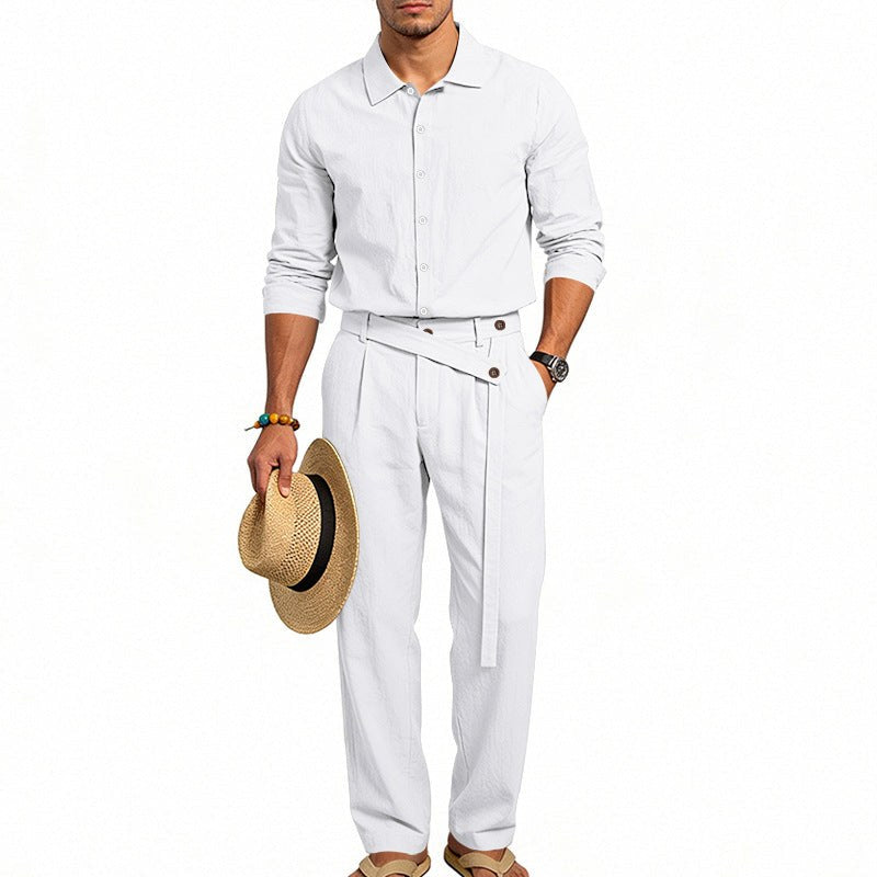 Oskar Elegant Linen Shirt with Belted
