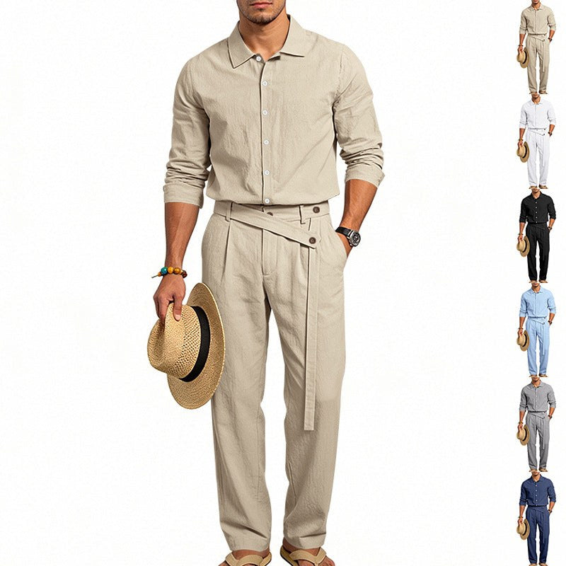 Oskar Elegant Linen Shirt with Belted