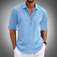 Oskar Shirt with Long Sleeve and Button Front in Light Blue