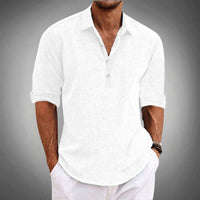 Oskar Shirt with Long Sleeve and Button Front in White