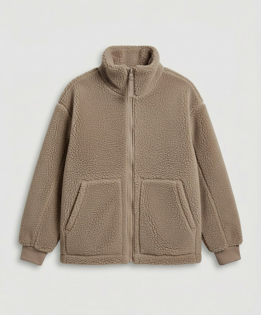 Oskar Warm Jacket with Oversized in Coffee