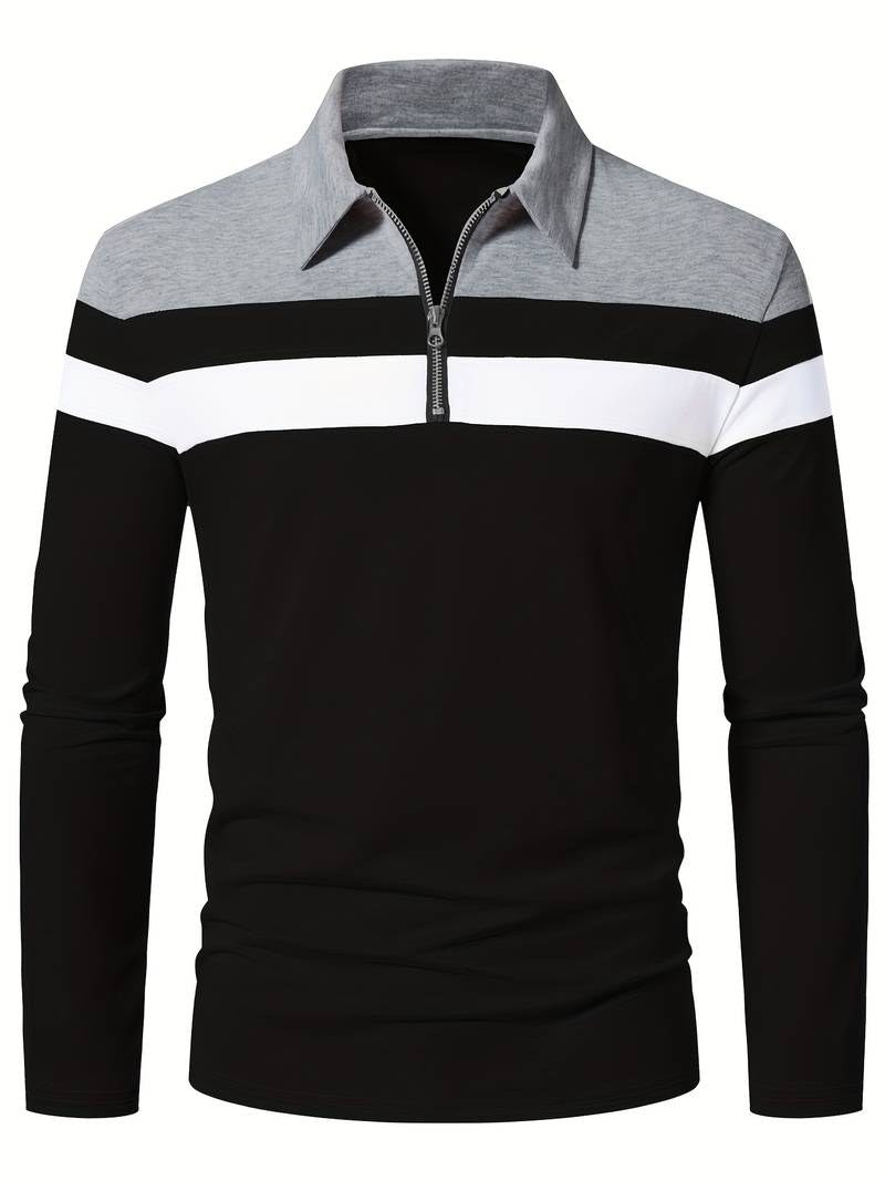 Otto Shirt with Zip Front in Black