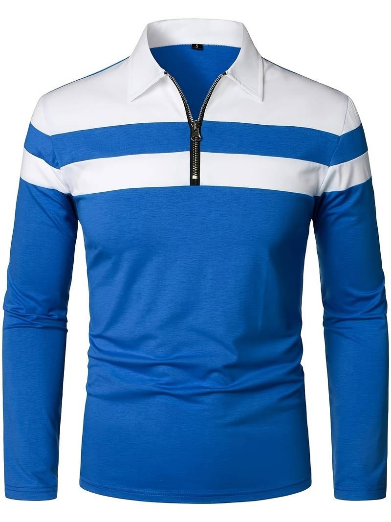 Otto Shirt with Zip Front in Blue