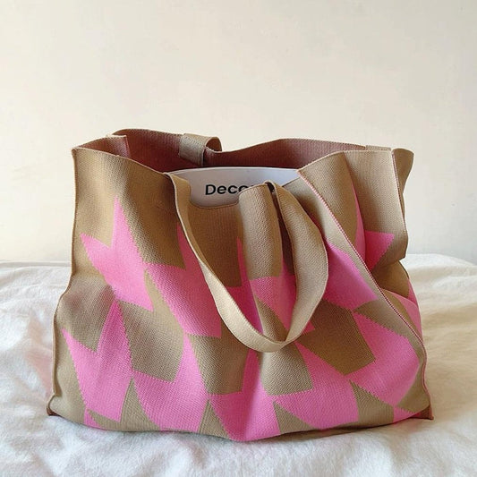 William | Oversized Graphic Knit Canvas Tote Shopper Bag