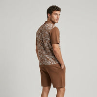 Owen Paisley Print Two-Piece Set in Sienna Brown