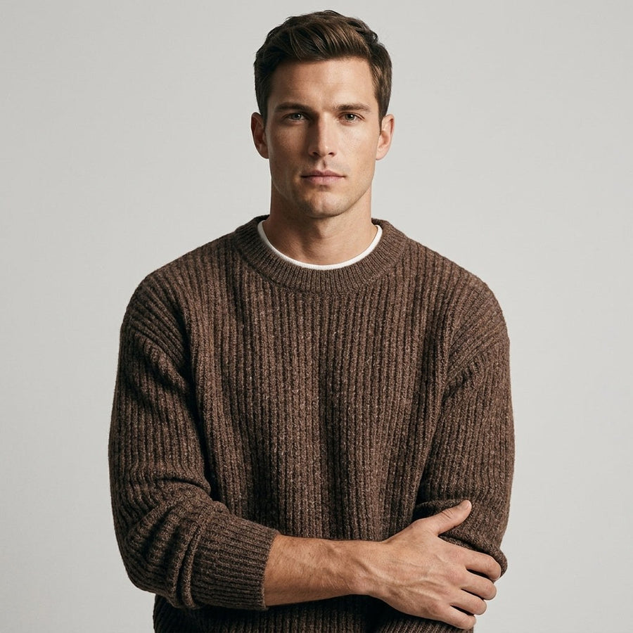 Owen Relaxed Crewneck Pullover in Espresso Brown