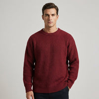 Owen Relaxed Crewneck Pullover in Maroon