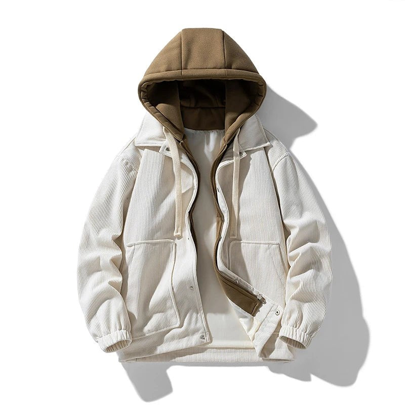 Ozarks Hooded Corduroy Jacket in Pearl
