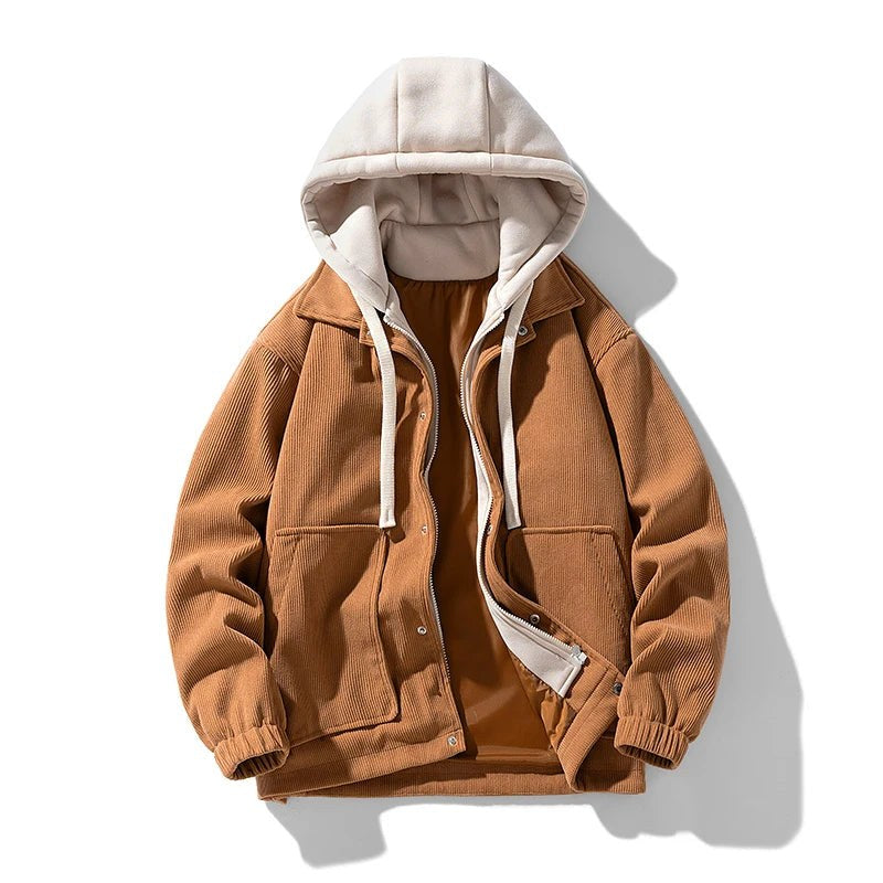 Ozarks Hooded Corduroy Jacket in Sienna Brown