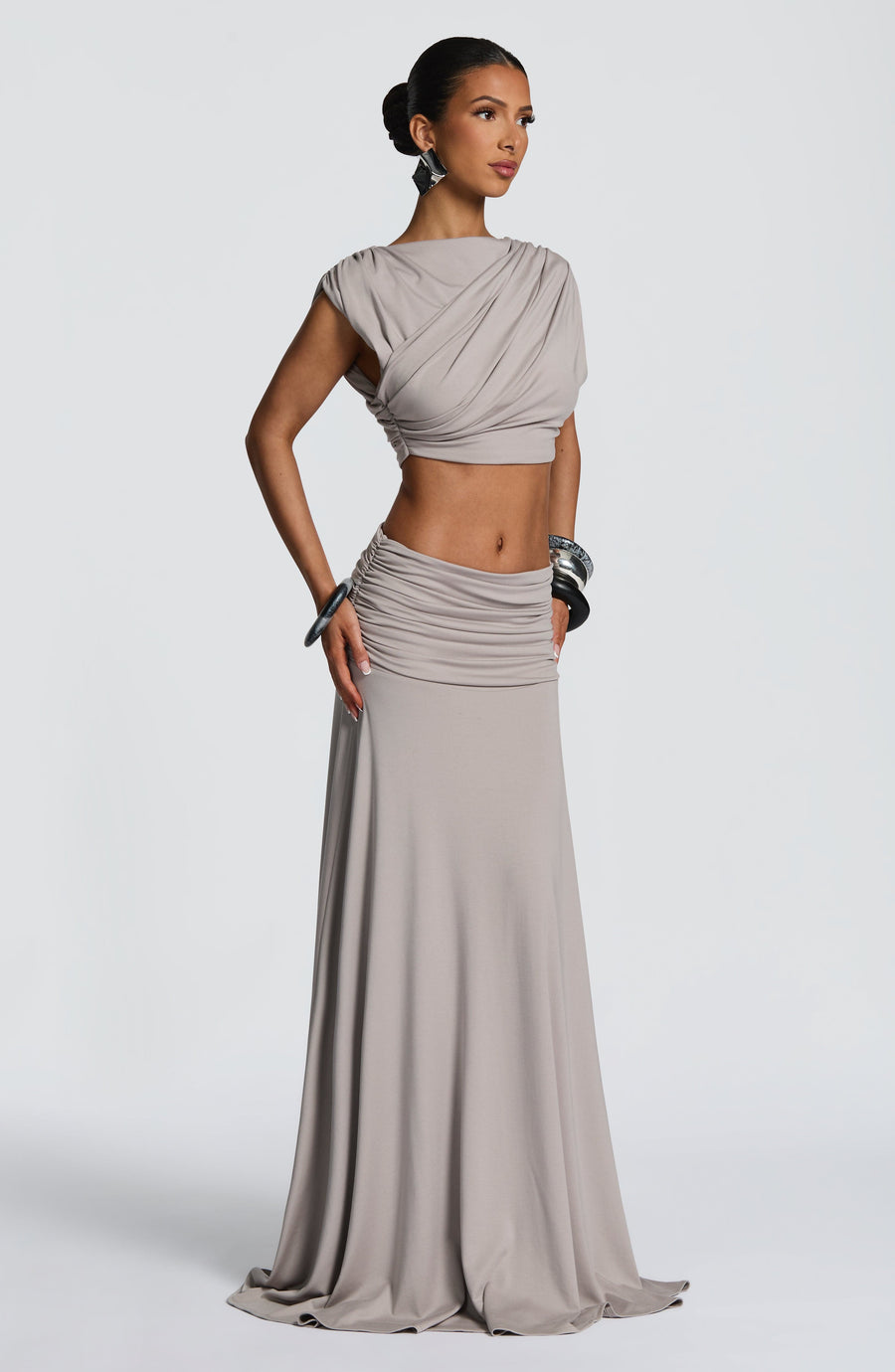Martina Maxi Skirt in Light Grey