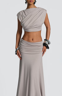 Martina Maxi Skirt in Light Grey
