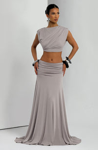 Martina Maxi Skirt in Light Grey