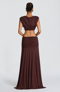 Martina Maxi Skirt in Plum Brown