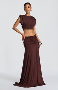 Martina Maxi Skirt in Plum Brown