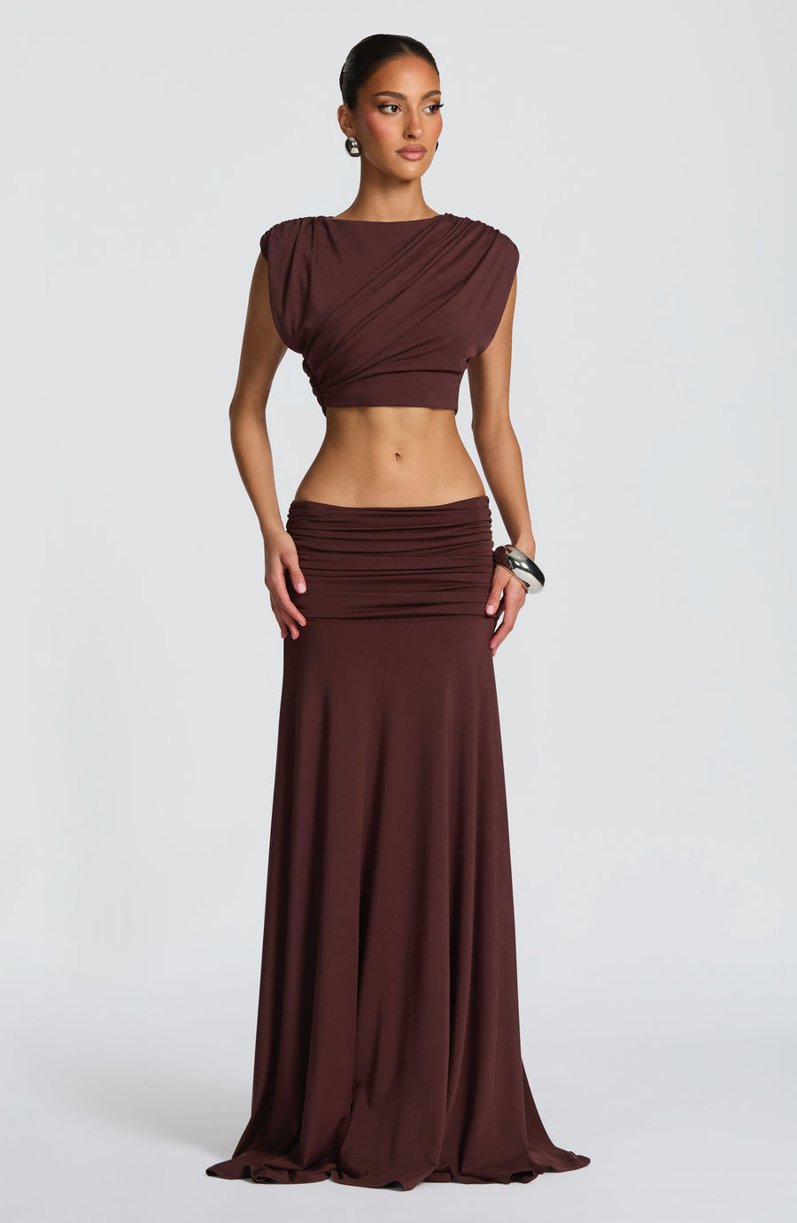 Martina Maxi Skirt in Plum Brown