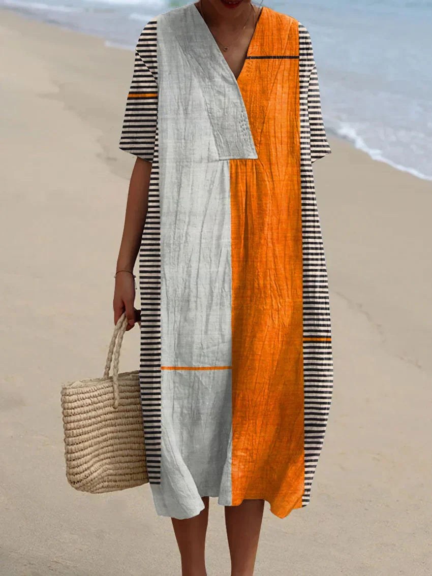 Paige™ Geometric Striped Dress in Orange