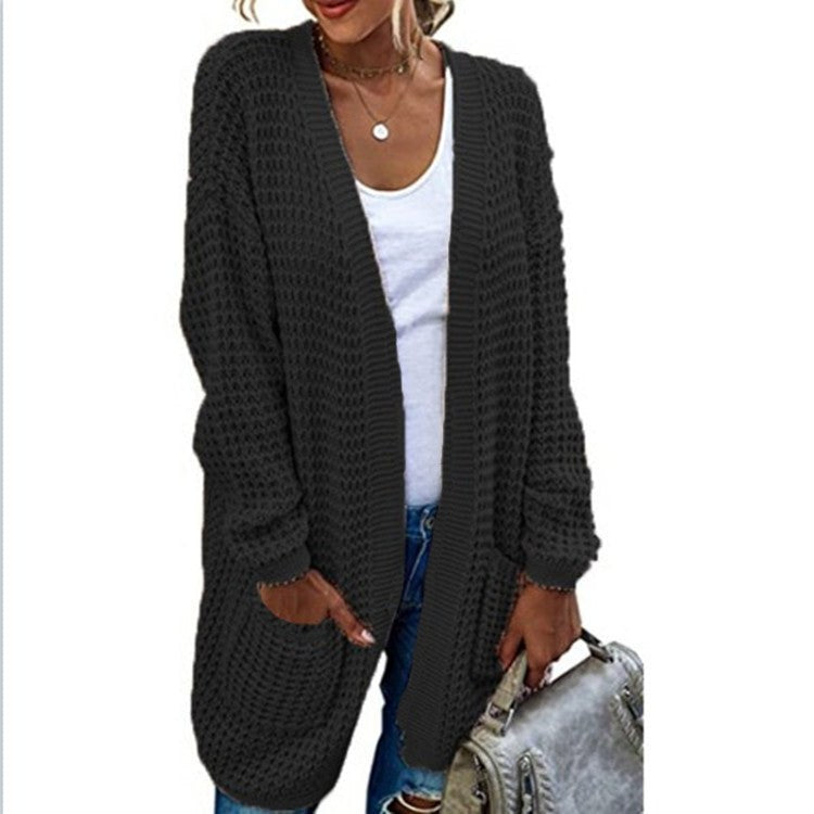 Paloma Casual Knit Cardigan with Pockets in Black