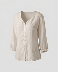 Paloma Lightweight Linen Shirt with Button Front in Linen