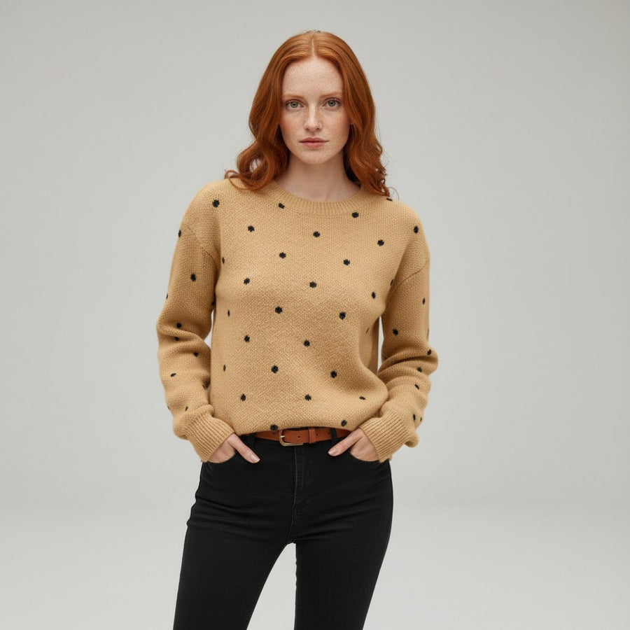 Pam Polka Dolt Sweater in Camel