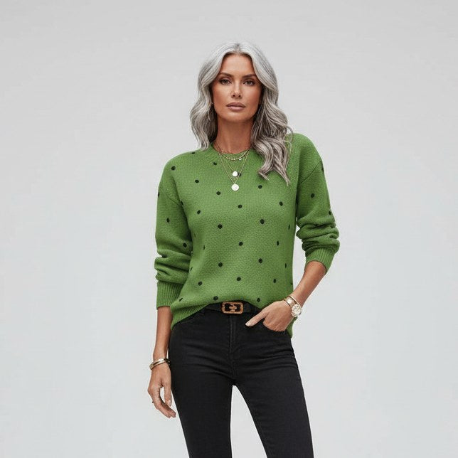 Pam Polka Dolt Sweater in Emerald