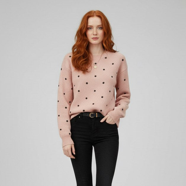 Pam Polka Dolt Sweater in Rose