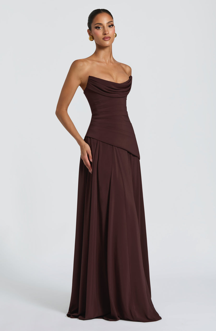 Marta Maxi Dress – Plum Brown