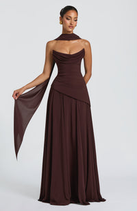 Marta Maxi Dress – Plum Brown