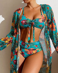 Patricia™ Bikini with Flower Skirt in Blue