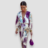 Patricia™ Elegant Blouse & Skirt Set in Purple