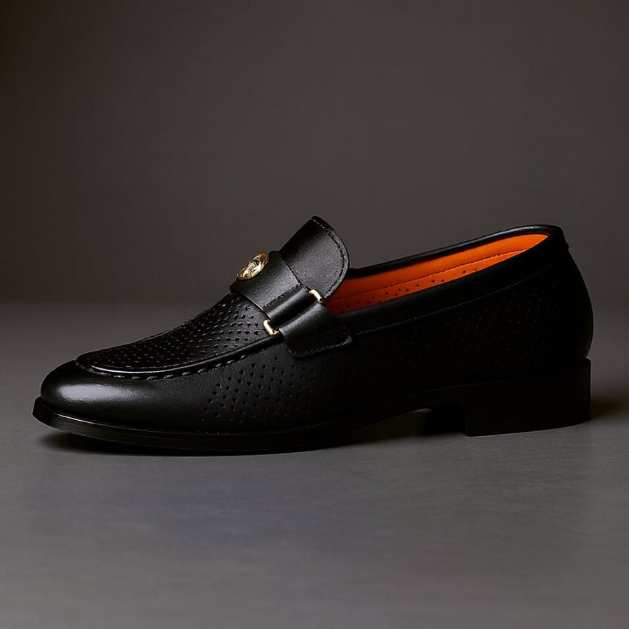 Patterson Perforated Loafer in Charcoal