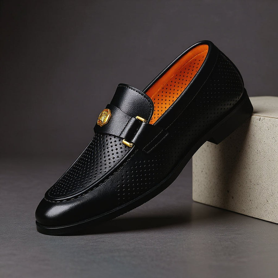 Patterson Perforated Loafer in Charcoal