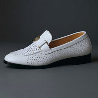 Patterson Perforated Loafer in Pearl