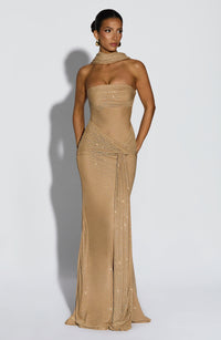 Mae Maxi Dress – Gold Sparkle