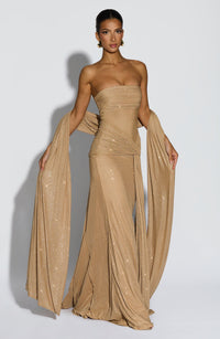 Mae Maxi Dress – Gold Sparkle