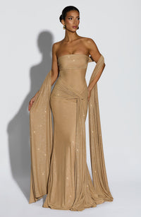 Mae Maxi Dress – Gold Sparkle