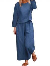Paulina Casual Trousers with Long Sleeve in Blue