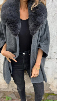 Paulina Jacket with Hood in Dark Grey