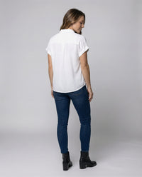 Paulina Relaxed Linen Blend Shirt with Short Sleeve