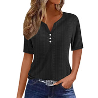 Pearl Blouse with V-Neck and Short Sleeve in Green