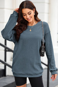 Pearl Casual Knit Sweater with Oversized in Blue