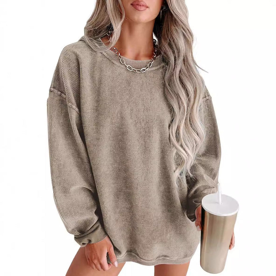 Pearl Casual Knit Sweater with Oversized in Grey
