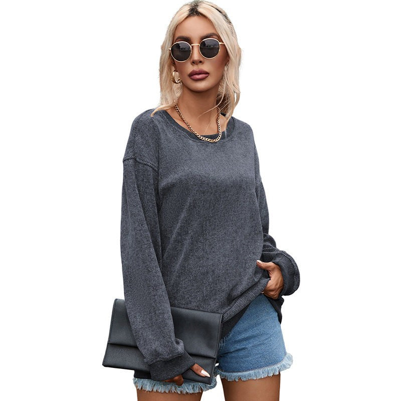 Pearl Casual Knit Sweater with Oversized in Grey