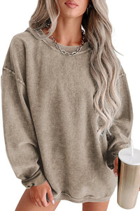 Pearl Casual Knit Sweater with Oversized in Khaki