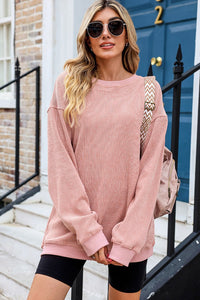 Pearl Casual Knit Sweater with Oversized in Pink