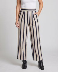 Pearl Linen Trousers with Elastic Waist