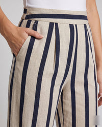 Pearl Linen Trousers with Elastic Waist