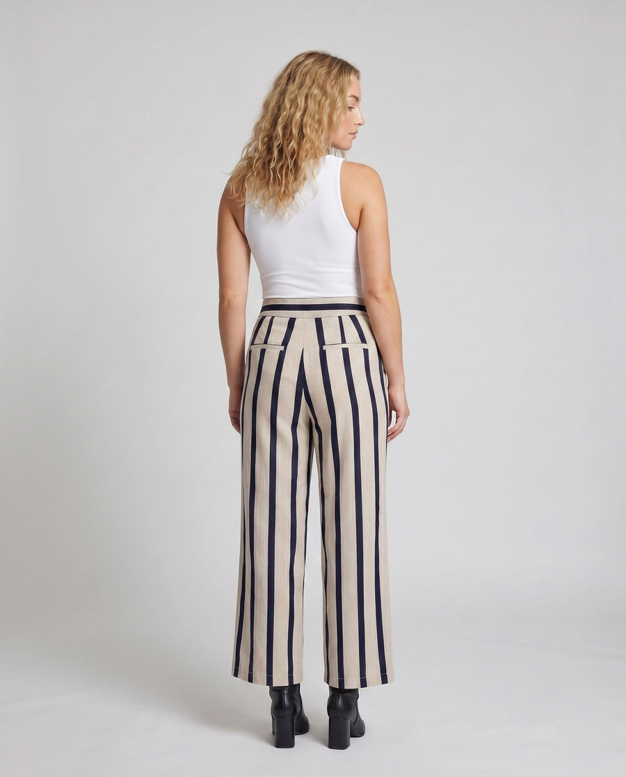 Pearl Linen Trousers with Elastic Waist