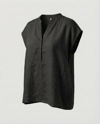 Pearl Relaxed Linen Tunic in Black