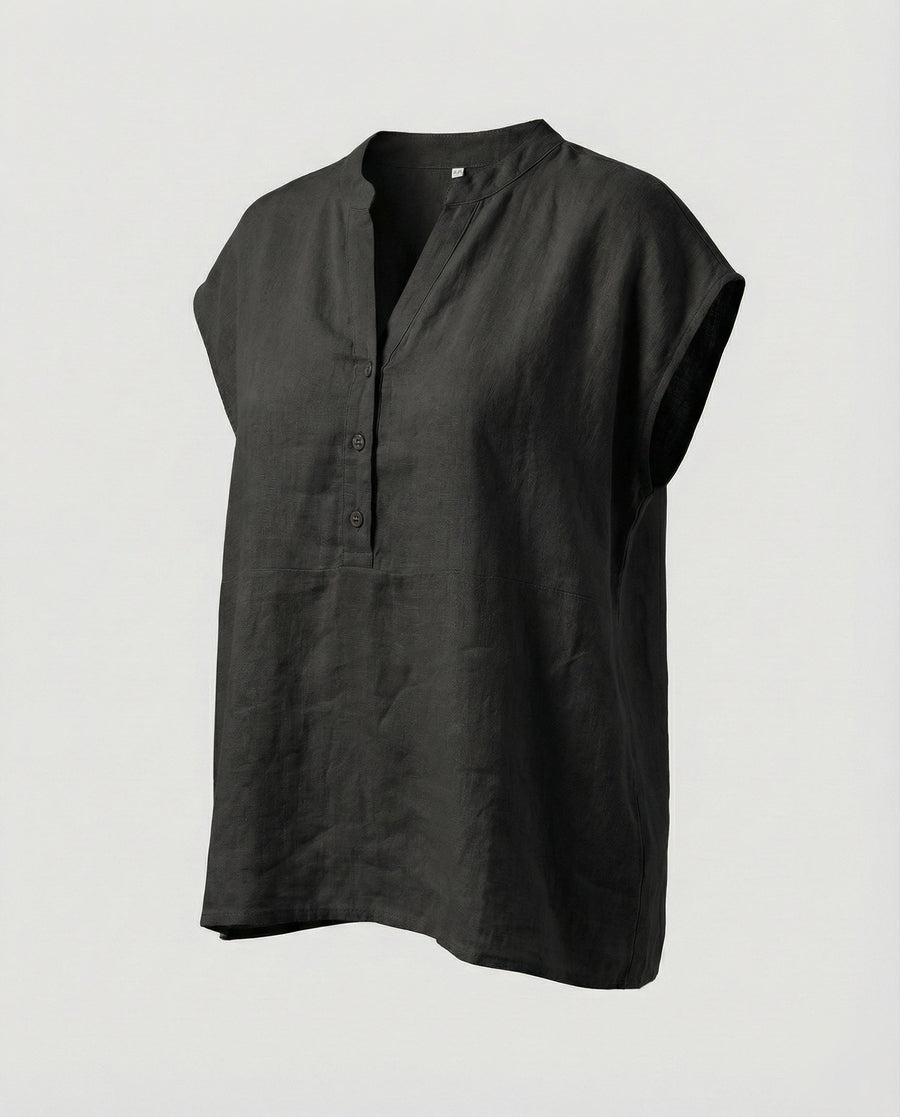 Pearl Relaxed Linen Tunic in Black
