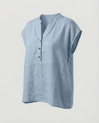 Pearl Relaxed Linen Tunic in Blue